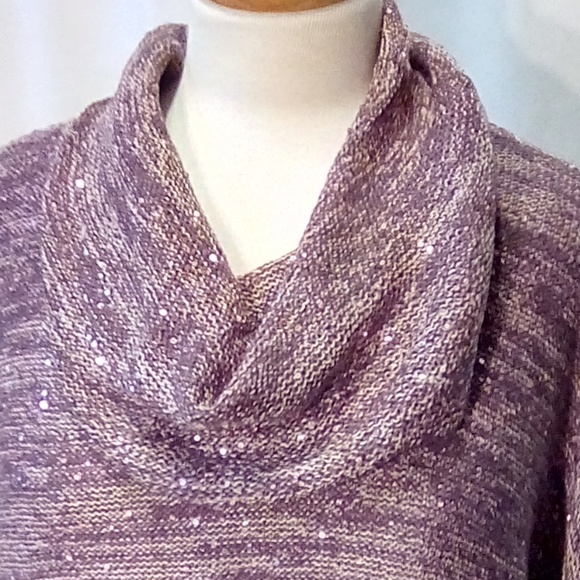 Design History Size 1X Mauve Sparkle Cowl Sweater - Picture 4 of 6